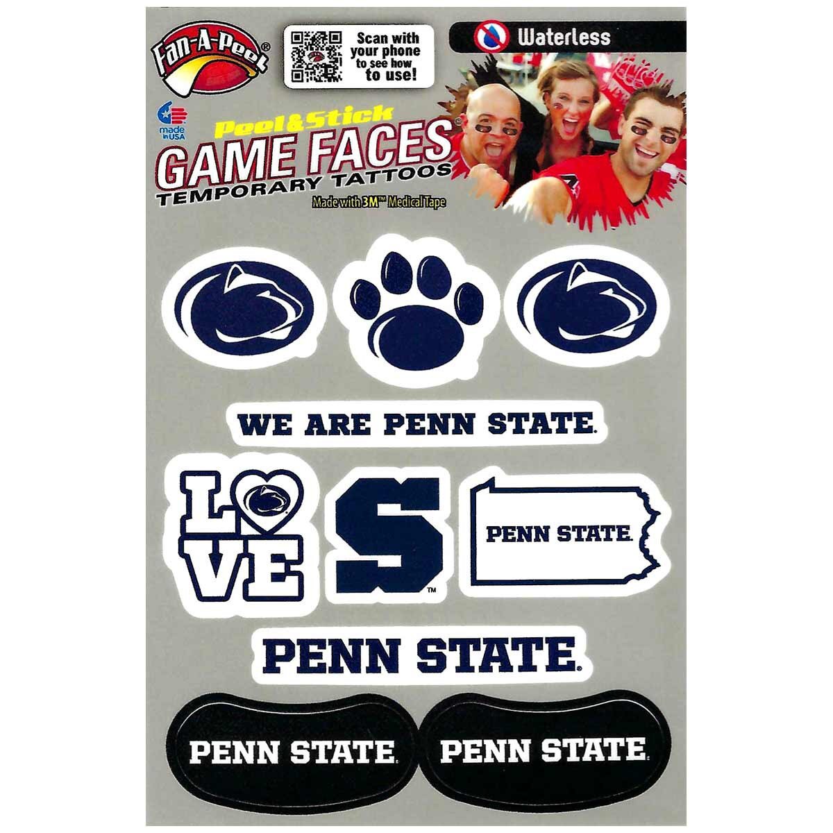 temporary waterless tattoos assorted Penn State graphics